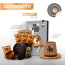 Café com Deus Pai Vol.6 (capa dura) + Lata com 6 un. alfajor Velutti + caneca